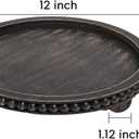 HPC Decor 12in Round Tray for Home Decor- Black Wood Beaded, Decorative Round Tray for Living Room Decor, Coffee Table Decor, Kitchen Table Decor or Farmhouse Serving Tray