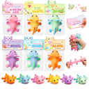 Valentine Gifts for Kids Classroom, 24 Packs Valentines Day Cards with Axolotl Squeeze Toys, Mochi Squeeze for School Exchange Party Favors Boys Girls