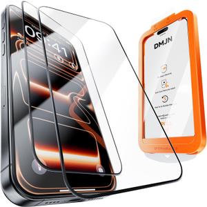 DMJN NeverCrack 9H+ Top Glass for iPhone Air Screen Protector (13FT Military Grade Shatterproof & Easy Installation) Screen Protector Air Tempered Glass, Full Edge Coverage, Longest Durable, 2 Pack (Clear)