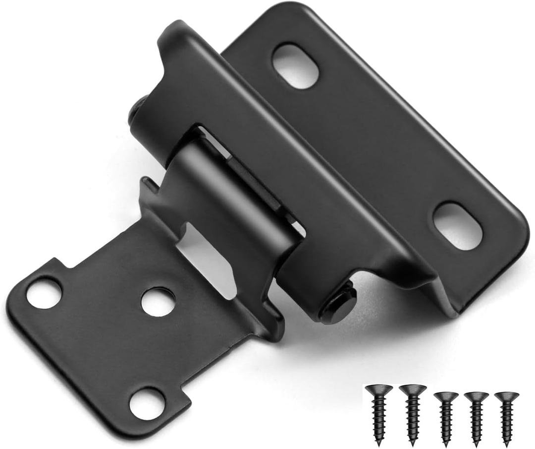 50 Pack 25 Pairs Black Semi Wrap Cabinet Hinges - 1/2 inch Overlay Self Closing Kitchen Cabinet Hinges, Modern/Contemporary/Industrial Style, Metal Material, Painted Finish