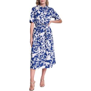 DKNY Women's Short Sleeve Cotton Poplin Collared Midi Shirtdress 4