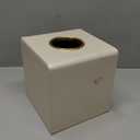 Square Tissue Box Cover with Magnetic Closure, Luxury PU Leather Tissue Holder for Bathroom, Countertop, Office Biege