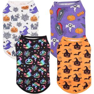 Cute Dog Shirts Clothes, Funny Holiday Style,Soft and Comfortable FabricDog Clothes T Shirt Vest Soft for Small Medium Dogs Cats (Halloween, 3XL)
