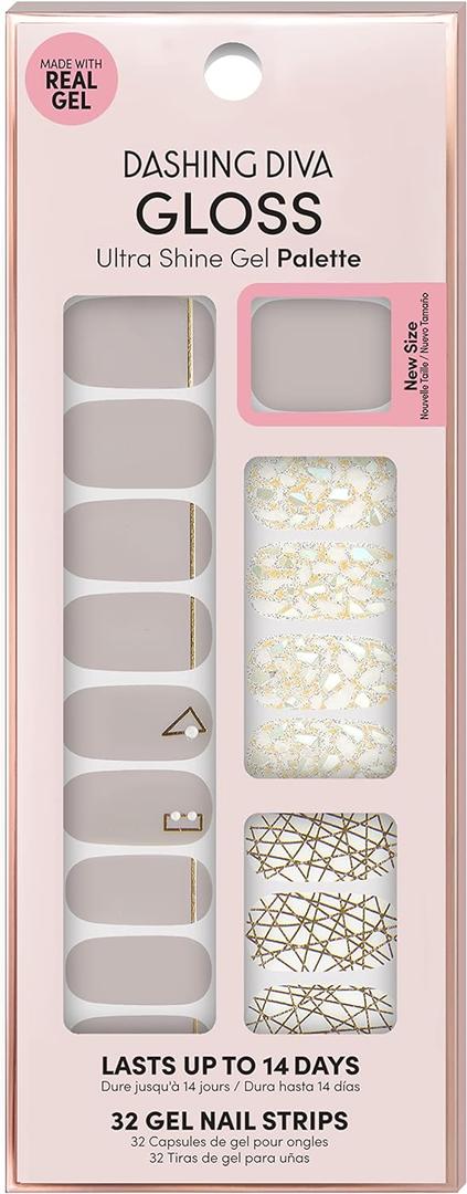 Dashing Diva Gloss Nail Wraps - All Lined Up | UV Free, Chip Resistant, Long Lasting Gel strips | Contains 32 Strips, 1 Prep Pad, 1 File