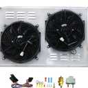 Radiator with Electric Fan Compatible with 1973-1976 74 75 Chevy Corvette C3 Base Stingray 5.7L 7.4L V8, 4 Row Aluminum Radiator + Shroud/Fan + Relay Kit