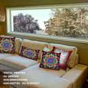 Shrahala Colorful Mandala Decorative Throw Pillow Cover, Vibrant Floral Pattern Lumbar Pillowcase Blended Double-Sided No Inserts for Bedroom Living Room Set of 2 (12 X 20 in)