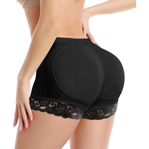 KIWI RATA Womens Butt Lifter Padded Lace Panties Enhancer Underwear (Small, Black)