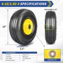 GICOOL 4.10/3.50-4 Explorer Series Rubber Tire and Wheel, 2 Pack, with 2.25" Offset Hub, 5/8" Sealed Bearings, for Hand Truck Trolley Dolly Garden Wagon Wheel Replacement