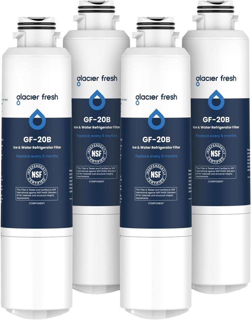 GLACIER FRESH Compatible with Samsung DA29-00020B Refrigerator Water Filter, DA29-00020A/B, DA29-00020B-1, HAF-CIN/EXP, 46-9101, RF4267HARS For French Door Fridge Kitchen (4 PACK)