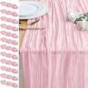 12PCS Table Runner Cheesecloth 10FT Blushing Pink Boho Gauze Cheese Cloth Rustic Sheer Table Runners for Wedding Bridal Baby Shower Party Decoration