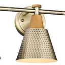 FEMILA Antique Gold Bathroom Vanity Light, 3-Lights Industrial Modern Wall Sconce Bathroom Lighting, Hammered Metal Shade Finish, 4FG59B-3W BG