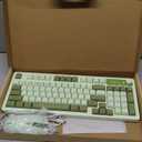 Wireless Keyboard and Mouse Combo Creamy with Number Pad for Desktop Mac iPad Bluetooth/2.4ghz/Wired Rechargeable Light up RGB Quiet Compatible with PC Laptop Tablet (Green)