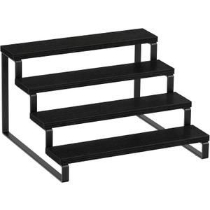 Giikin 4 Tier Display Stand Riser, Wooden Display Stand Perfume Organizer Stand Cupcake Stand Holder, Tiered Display Stand Risers Display Shelf for Home and Shop, Black
