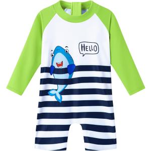 Redair Toddler Baby Boys Rash Guard Swimsuit Long Sleeve One Piece Swimwear Zip Bathing Suit with UPF 50+ 12-18 Months
