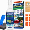Adhesive Remover, Sticker Remover with Plastic Razor & Towel, 120ml Glue Removers for Removing Labels, Tapes, Gum, Wax and Sticky Residue, Powerful Super Glue for Floor, Windows, Walls, Cars