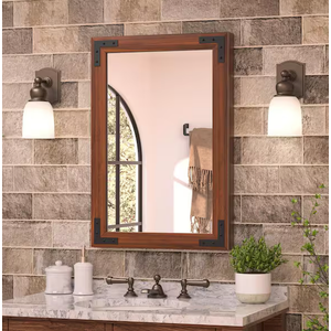 18 in. W x 26 in. H Rectangular Rustic Wood Framed Farmhouse Wall Bathroom Vanity Mirror in Brown
