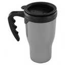 Black Travel Mug with Handle, Green Stainless Steel Insulated Tumbler