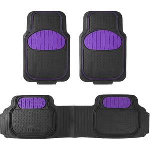 FH Group Car Floor Mats - Heavy-Duty Rubber Floor Mats for Cars, Universal Fit Full Set, Trimmable Automotive Floor Mats, ClimaProof Floor Mats For Most Sedan, SUV, Truck Floor Mats Purple