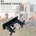Black RV Shower Faucet with 3-Modes Shower Head and Hose, All Metal Camper Shower Faucet Replacement, 4" RV Outdoor for Travel Trailer, Camper, Motorhome