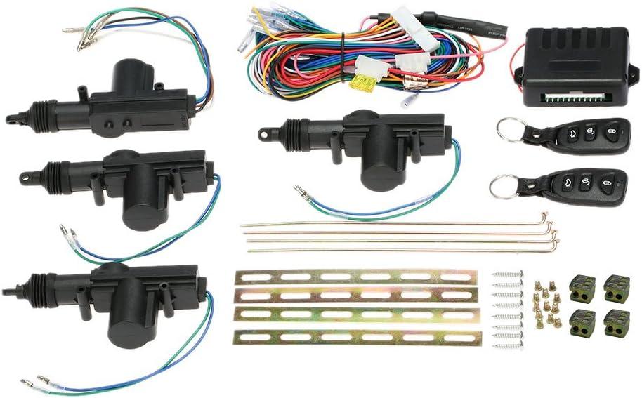 Shkalacar Power Central Locking System Keyless Entry System Universal Keyless Entry Car Kit with Trunk Release Button Remotes & 4pcs Door Lock Actuator