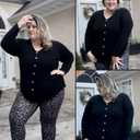 RITERA Plus Size Tops for Women Long Sleeve Button Down Shirts Casual Fall V Neck Blouses XL-5XL (Black)