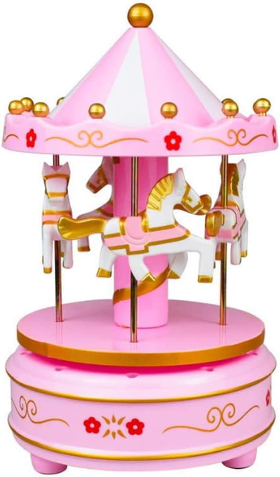 Pink Carousel Music Box Cake Decorative Ornament Birthday Gift Desktop Decorative Ornament