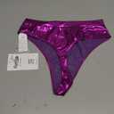 Kepblom Women's Thong Metallic Rave Bottoms Shiny High Waisted Panties for Festival Clubwear Dancing XS