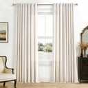 Natural Linen Curtains 96 Inches Long 2 Panels Bronze Grommet Curtain Burlap Ivory Cream Colored Light Filtering Semi Sheer Drapes Thick Linen Blend Floor to Ceiling Length Living Room 8ft