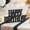 Novabright Glitter Black Happy Birthday Sign Centerpieces for Table Birthday Party Decorations for Women Bday Birthdays Themed Celebration Party Supplies