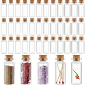 Gerrii 100 Pcs 30 ml Mini Glass Bottles with Wood Cork Stoppers, Mini Glass Vials Small Clear Bottles Wishing Message Spell Potion Tiny Jars Sand Art for Decoration Wedding DIY Favor