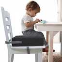 Toddler Booster Seat Dining Table Kitchen Chair, Waterproof Anti-Scratch PU Cushion, Non-Slip Bottom, Adjustable Buckle Straps, Easy Clean Portable Seat Cushion