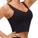 THE GYM PEOPLE Womens' Sports Bra Longline Wirefree Padded with Medium Support (Black, M)