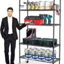 YNN Storage Shelves,1750Lbs 5 Tier Heavy Duty Metal Rolling Shelving Unit with Wheels & 8 Hooks, Adjustable Garage Wire Rack for Kitchen, Bathroom,Industrial,Pantry(36" W x 14" D x 72" H,Black)