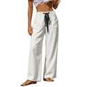 Sidefeel Women's Wide Leg Jeans Drawstring High Waisted Stretchy Straight Leg Sweatpant Jeans Size 18 White