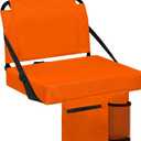 Stadium Seats for Bleachers with Back Support Bleacher Seat Soft Cushion Lightweight Includes Shoulder Strap & Cup Holder, Front & Back Zipper Pocket, Suitable for Sports Events, Orange