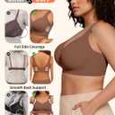 PoseFree Jelly Bras for Women No Underwire Supportive Wireless Comfort Full Coverage Push Up Plus Size for Older Women (Beige, XXL)