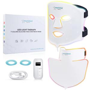 LED Light Therapy Face & Neck Mask - Facial Skin Care Device - 7 Colors Red & Blue - Rejuvenation, Anti-aging Product for Wrinkles