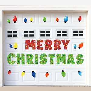 Christmas Garage Door Decorations Stickers Christmas Light Bulb Window Clings Christmas Cute Light Bulb Wall Stickers Holiday Xmas Garage Door Porch Decals(Light Bulb)