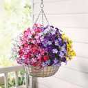 Artificial Flowers for Outdoors Decoration, 20 Bundles Faux Morning Glory with Eucalyptus Look Real UV Resistant Fake Plants Silk Flowers for Outside Yard Gardens Porch Patio Planter Home Urn, Mix