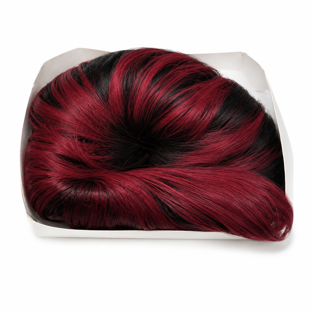 Hair wig black and dark red