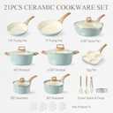 CAROTE 21-Piece Ceramic Pots and Pans Cookware Set, Non Stick Induction Cook Ware Kitchen Cooking Set Non-Toxic Health, PFAS Free