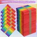 WISYOK 1000 Pcs Colored Popsicle Sticks for Crafts, 4.5 Inch Colored Wooden Craft Sticks, Ice Cream Sticks, Rainbow Popsicle Sticks, Great for DIY Craft Creative Designs and Children Education