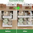 PAKETA 4 Pack Expandable Pull Out Cabinet Organizer, 21'' Deep Pull Out Drawers for Cabinets,Upgrade 3 Slide Rails Sliding Drawer for Kitchen Cabinet Organizer with Adhesive Nano Film (White)