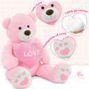 6ft Giant Valentines Teddy Bear Plush, Big Pink Teddy Bear Stuffed Animal with Red Heart, Life Size Love Stuffed Bear Plushie as for Girlfriend Wife Kids, Baby Shower Decor
