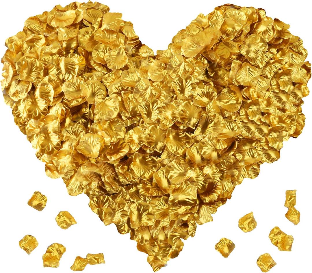 2000 Pcs Gold Silk Rose Petals,Artificial Flower Petals for Wedding,Romantic Night,Romantic Valentines Decor for Bedroom,Weddings,Party,Table,Dining Room,Proposal Anniversary Flower Decorations