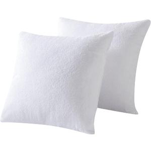 Kingnex Waterproof Feather Proof Pillow Protectors 22x22 Pack of 2 Bamboo Viscose Terry Square Pillow Covers, White
