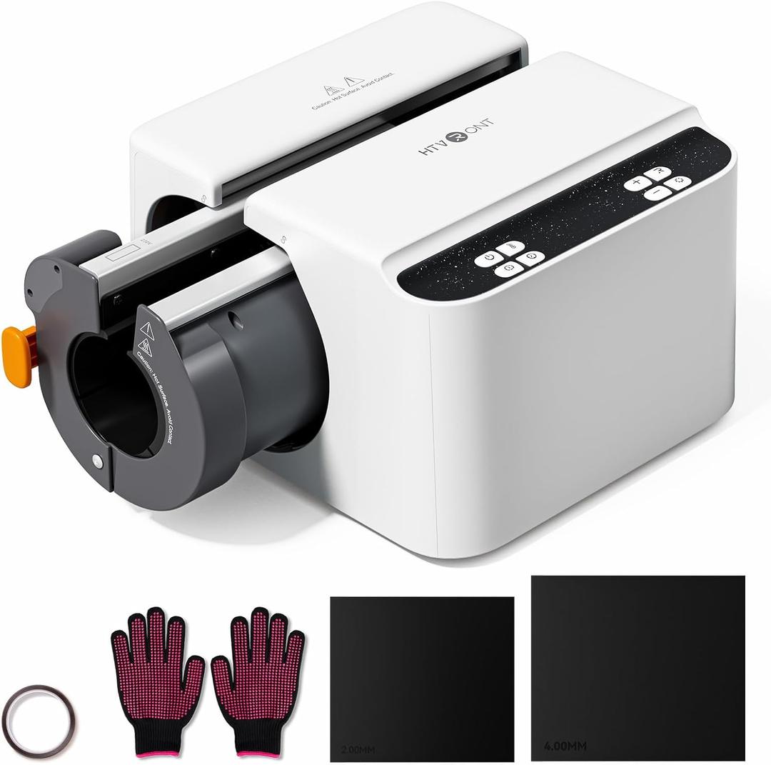 HTVRONT Auto Tumbler Heat Press - A200 Tumbler Heat Press Machine, Adjustable Pressure & Switchable Heat Plate Attachment, 4 Memory Modes for 15 OZ, 16 OZ, 20 OZ, 30 OZ Tumblers & Glasses, White