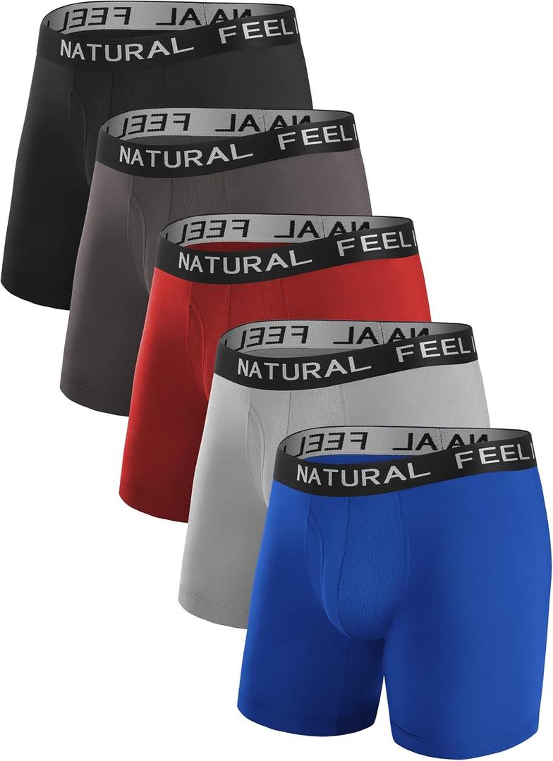 Natural Feelings Mens Underwear Coolzone Boxer Briefs for Men Pack Stretch Performance Quick Dry Sports Underwear (XL)