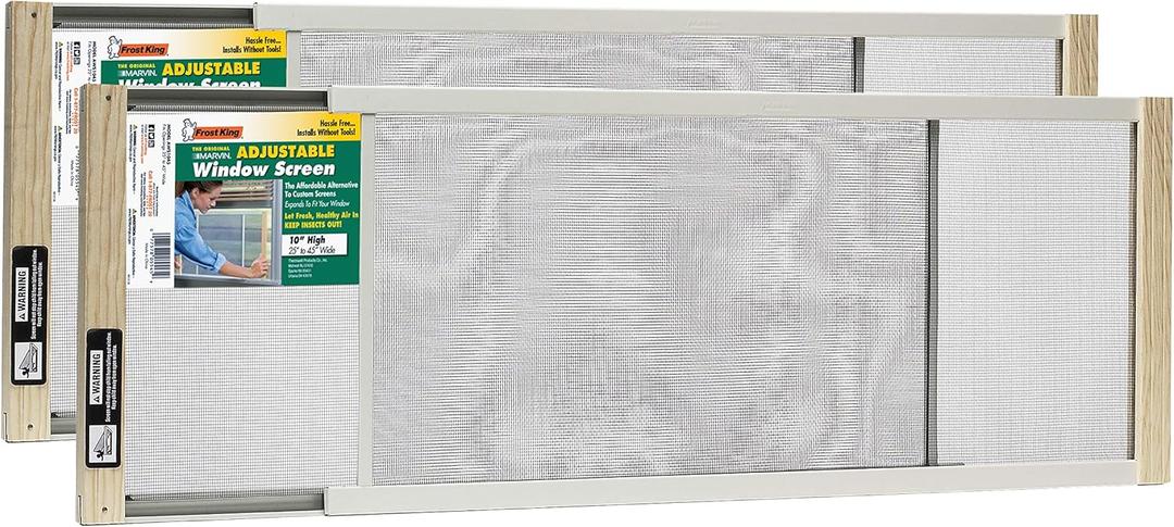 Frost King 2AWS1045 WB Marvin Adjustable Window Screen, 10in High x Fits 25-45in Wide (2-Pack)
