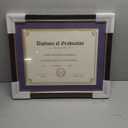 11x14 Wood Diploma Frame with Purple Mat or Display 14x17 Certificates without Mat,UV Protection Acrylic,Deep Brown Finish with Gold Trim